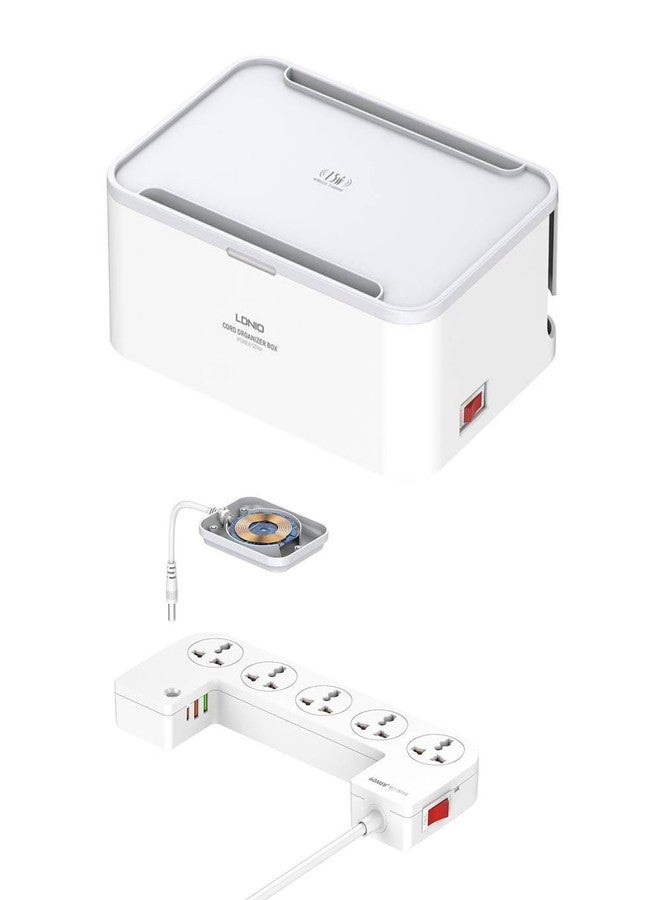 T Teclusive 2500W Power Strip Extension Box with 30W Type C USB Ports / 15W Wireless Charging | 5 Power Sockets with PD QC Fast Charging Ports | Multi Port Power Socket Extension Cord Organizer Box - Image 1